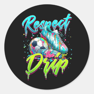 Sticker Rond Respectez La Lève De Crème De Soccer Drip Avec Sau