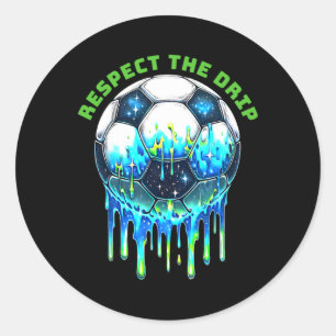 Sticker Rond Respectez La Lève De Crème De Soccer Drip Avec Sau