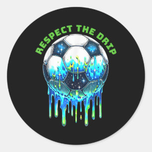 Sticker Rond Respectez La Lève De Crème De Soccer Drip Avec Sau
