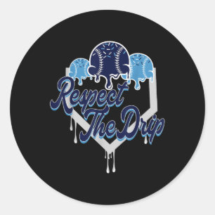 Sticker Rond Respectez La Plaque De Base-Ball Drip Avec Sprinkl