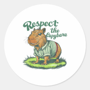Sticker Rond Respectez Le Capybara - Photo Drôle de Rongeur Cap