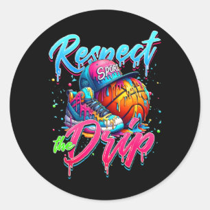 Sticker Rond Respectez le goutte à goutte Sketll Crème glacée g