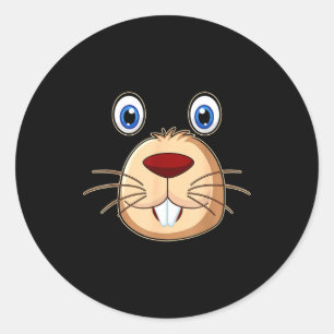 Sticker Rond Respectez le jour du groundhog drôle de visage de