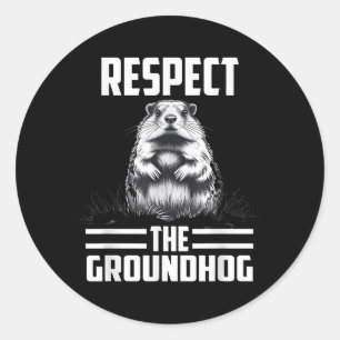 Sticker Rond Respectez le marmotte de fond Célébrez le Jour de