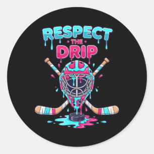 Sticker Rond Respectez Le Masque De Gardien De Hockey Drip Puck