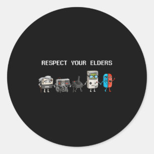 Sticker Rond Respectez Vos Aînés Rétro Gaming Drôle Gamer Contr