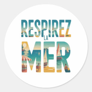 Sticker Rond Respirer la Mer