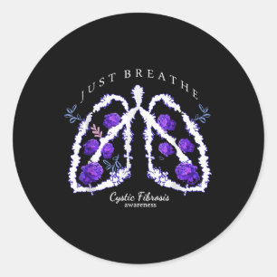 Sticker Rond Respirer Le Ruban Violet Cf Fibrose Cystique Awar