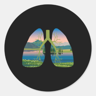 Sticker Rond Respirer Les Poumons D Air Propre Partir À L'Extér