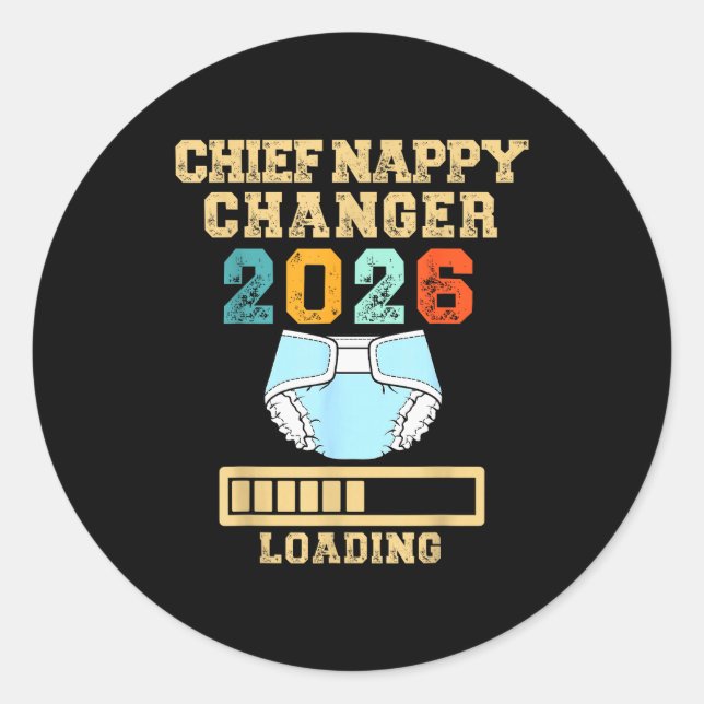 Sticker Rond Responsable de changement de couche 2026 Nouveau b (Devant)