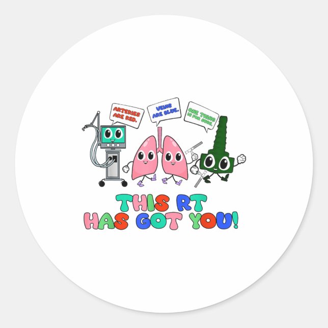 Sticker Rond Resratory Therast Valentine’s Day Design Lung Squa (Devant)