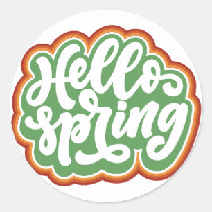 Sticker Rond ressort de bonjour, ressort de typographie vintage