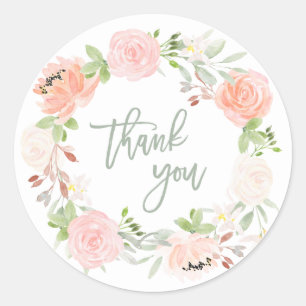 Sticker Rond Ressort   Mariage floral aquarelle