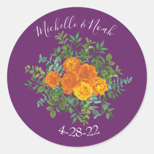 Sticker Rond Ressort Rose orange violet Mariage