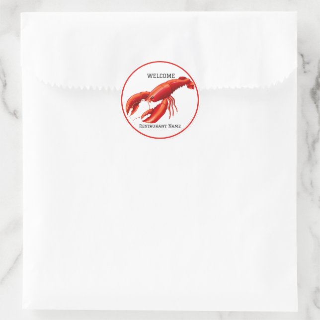 Sticker Rond Restaurant de fruits de mer accueil homard rouge P (Sac)