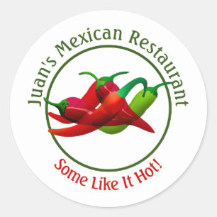 Sticker Rond Restaurant mexicain Hot Peppers Logo 3"