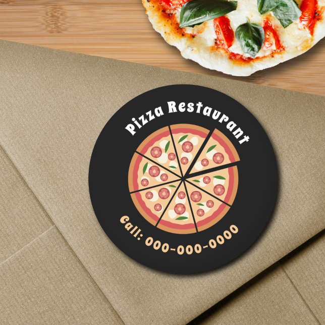 Sticker Rond Restaurant Pizza (Pizza Restaurant Sticker)