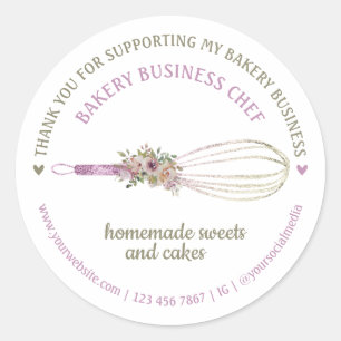 Sticker Rond Restauration boulangerie Chef Parties scintillant 