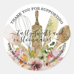 Sticker Rond Restauration Boulangerie Cuisine Rustique Eucalypt