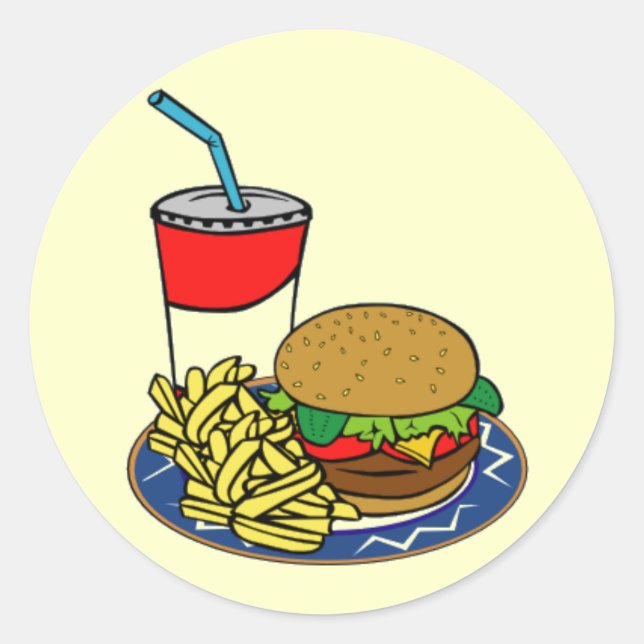 Sticker Rond Restauration rapide - Burger & Fries (Devant)