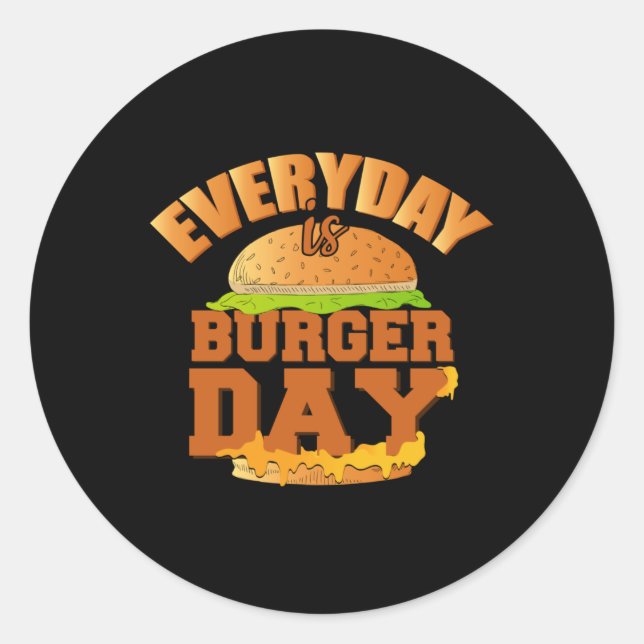 Sticker Rond Restauration rapide Burger Fromage Drôle Manger Fo (Devant)