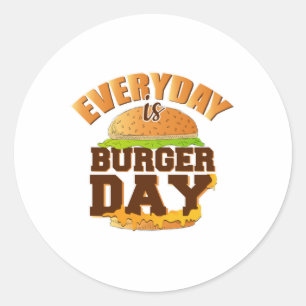Sticker Rond Restauration rapide Burger Fromage Drôle Manger Fo