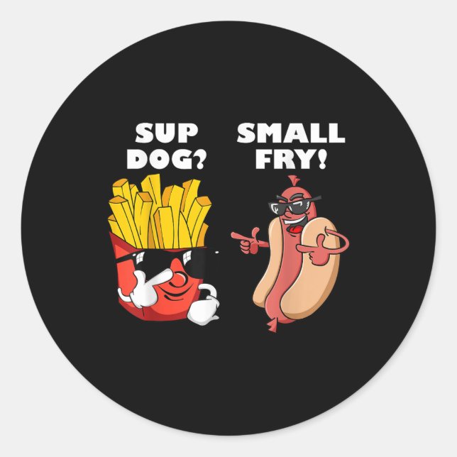 Sticker Rond Restauration Rapide Chien Chaud Et Petite Friture  (Devant)