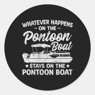 Sticker Rond Reste sur le bateau ponton Drôle de capitaine de b