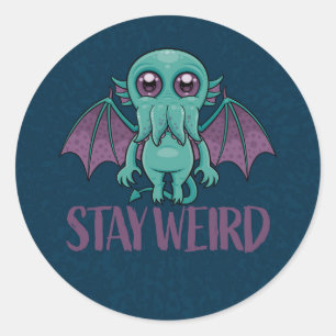 Sticker Rond Reste un monstre Cthulhu mignon