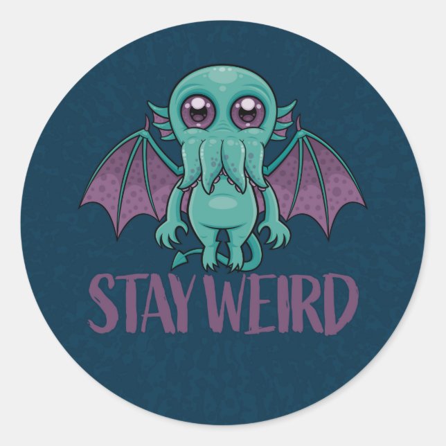 Sticker Rond Reste un monstre Cthulhu mignon (Devant)