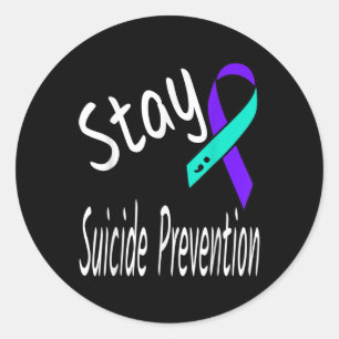 Sticker Rond Restez à la prévention du suicide Ruban Semicolon