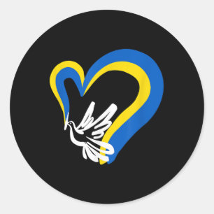 Sticker Rond Restez Avec L'Ukraine Dove La Paix Mondiale Forte
