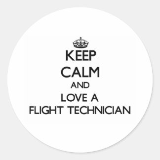 Sticker Rond Restez calme et aimez un technicien en vol