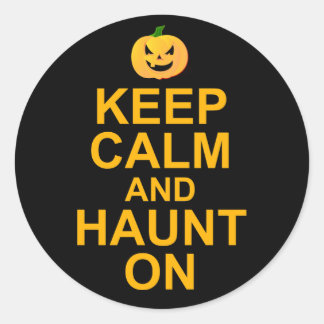 Sticker Rond Restez calme et hantée, Halloween