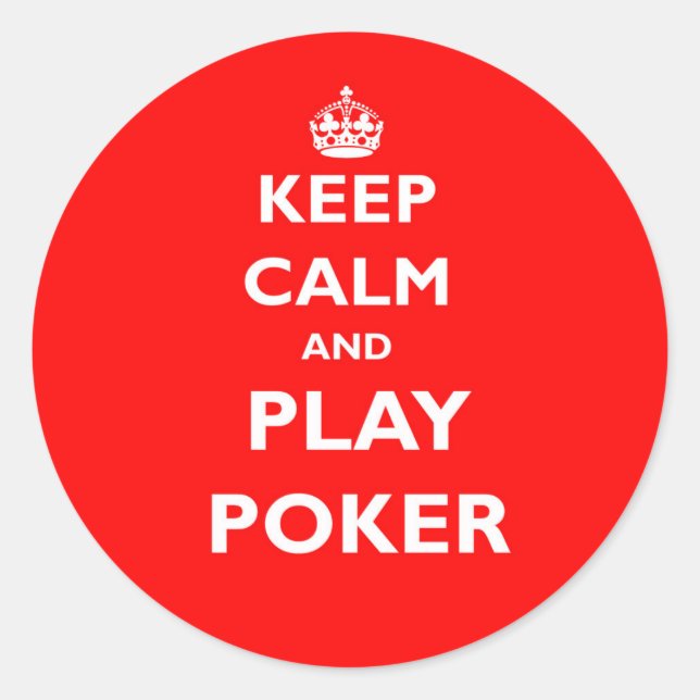 Sticker Rond restez calme et jouer au poker symbole british cas (Devant)