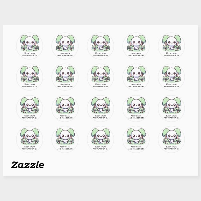 Sticker Rond Restez calme et marchez (Feuille)