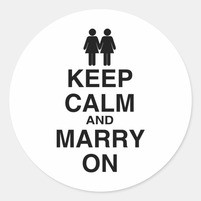 Sticker Rond Restez Calme et Mariez-vous (Devant)