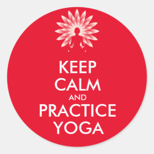 Sticker Rond Restez calme et pratiquez le yoga