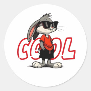 Sticker Rond Restez cool comme ce lapin