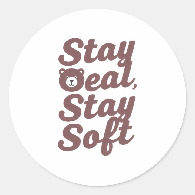 Sticker Rond "Restez Cosy Restez Gentil" avec un ours mignon (Devant)