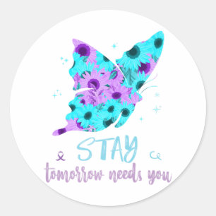 Sticker Rond Restez Demain A Besoin De Vous Suicide Empêcher Pa