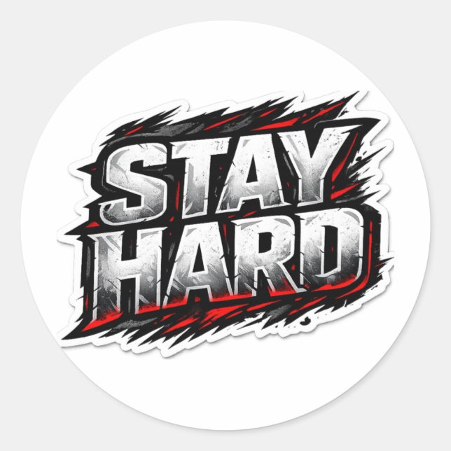 Sticker Rond Restez Durs Motivation de Gym Agressive et Gras Fi (Devant)
