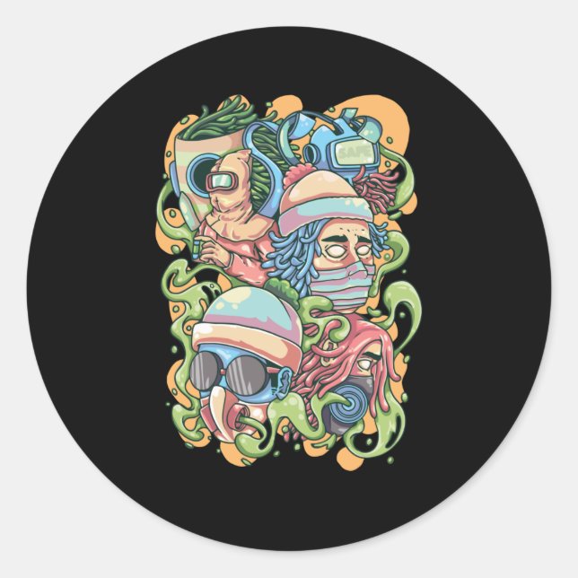 Sticker Rond Restez en sécurité (Devant)