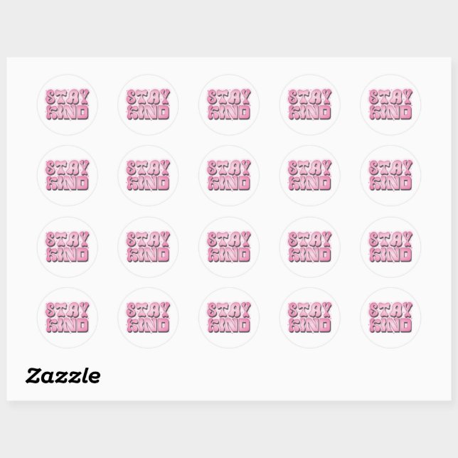 Sticker Rond Restez Gentil – Rose Groovy Rétro (Feuille)