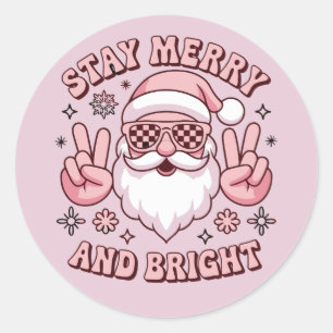 Sticker Rond Restez Joyeux Et Lumineux Noël Ugly Xmas