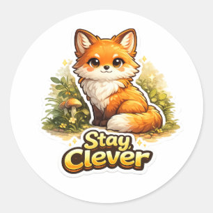 Sticker Rond Restez Malin - Motivation de Renard Mignon