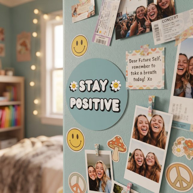 Sticker Rond Restez Positif (Créateur téléchargé)