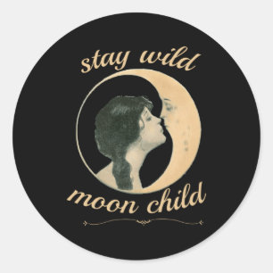 Sticker Rond Restez Sauvage Lune Enfant Embrasser La Lune Inspi