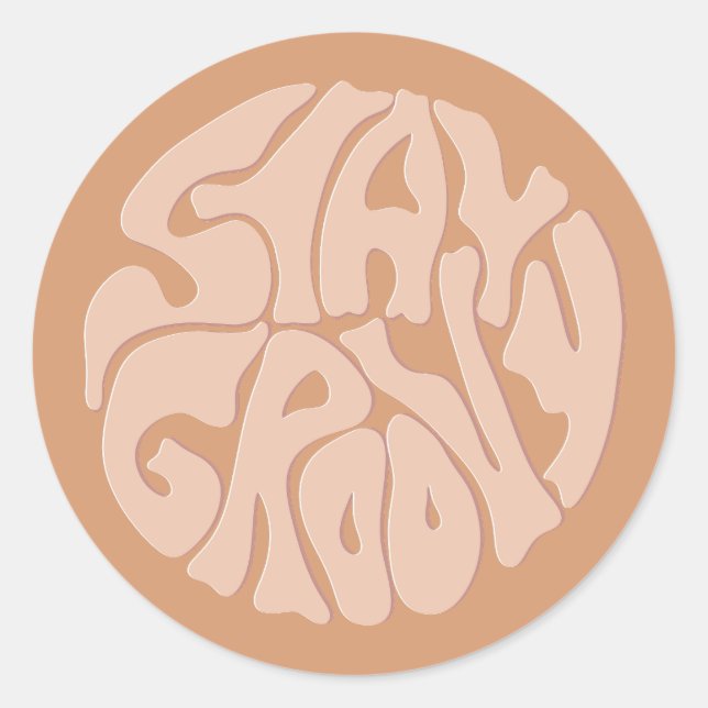 Sticker Rond Restez Super Retro Beige (Devant)
