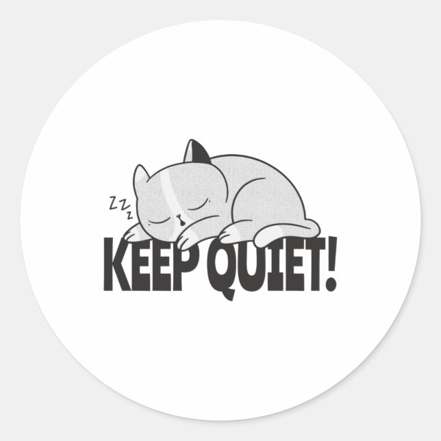 Sticker Rond Restez tranquille Lazy endormi chat (Devant)